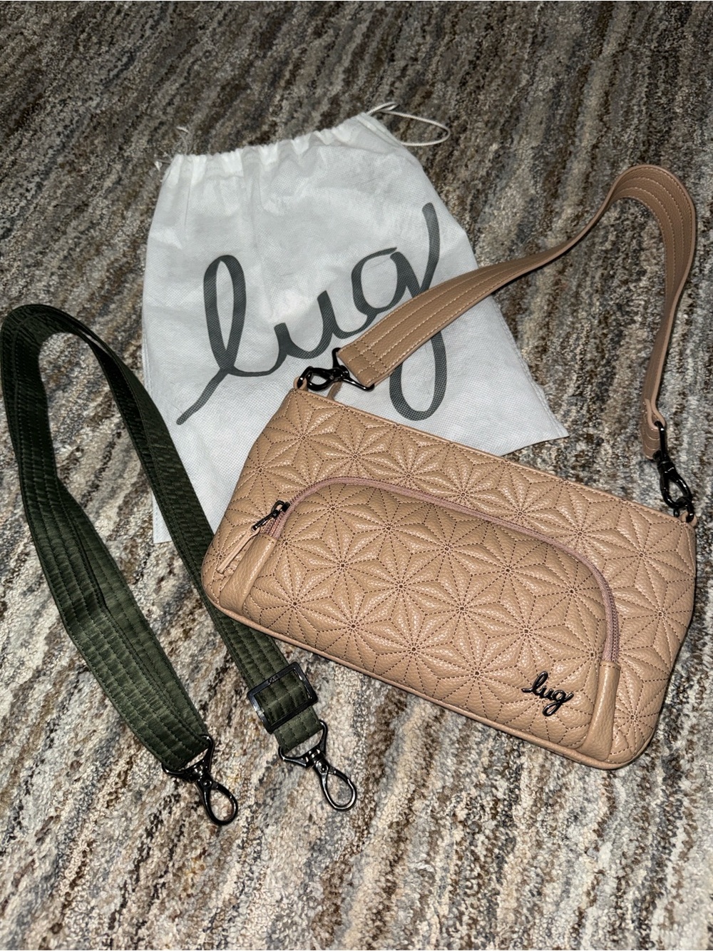 lug Quilted Tan Crossbody Bag Waist Bag - Flyer, Vegan Leather